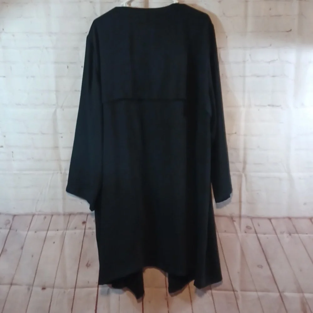Jones Studio Classic Open Black Grunge Polyester Cardigan 3XL NWOT